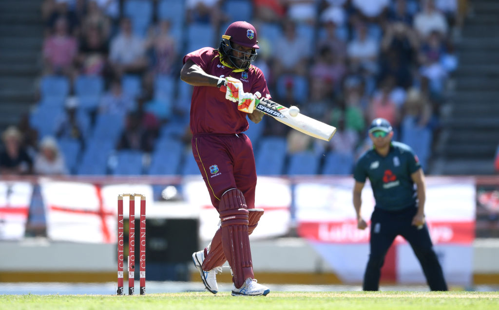 Chris Gayle hitting a six for the West Indies in an ODI against England