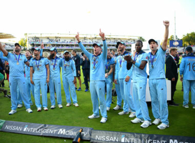 England celebrate winning the Cricket World Cup after beating New Zealand in Super-Over