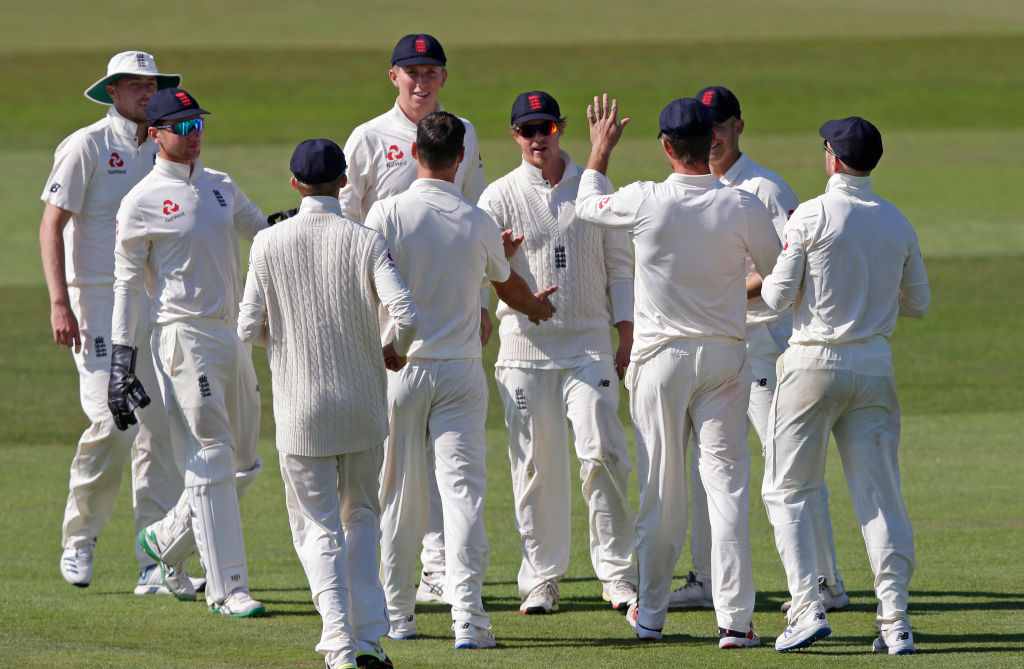 England Lions celebrate taking a wicket against Australia A