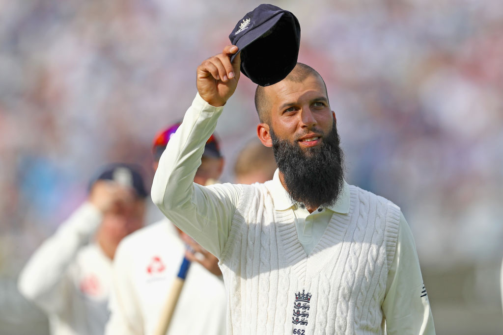 Moeen Ali raises his cap to crowd after picking up 10 wickets in the match during England's Test victory over South Africa
