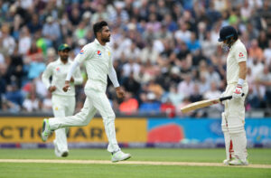 Mohammad Amir celebrates the wicket of Joe Root during his post-ban spell in Test Cricket.
