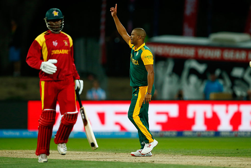 Zimbabwe batsman Solomon Mire walks off in disappointment after being dismissed in World Cup