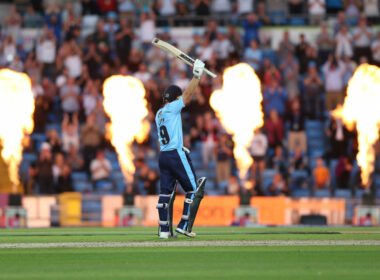 Yorkshire batsman Adam Lyth celebrates milestone in the T20 Blast in front of the Headingley crowd