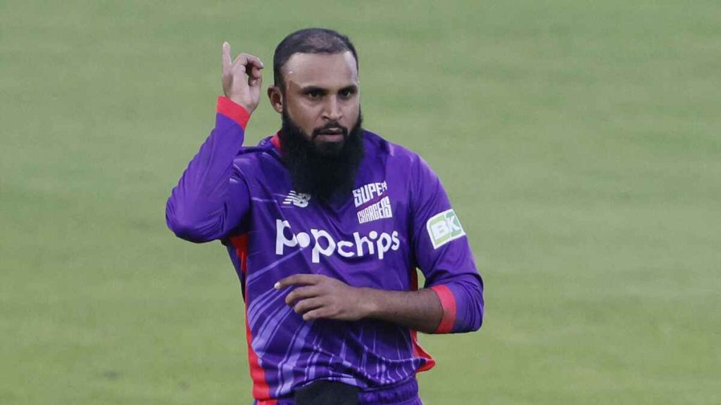 Adil Rashid celebrates a wicket for Northern Superchargers.