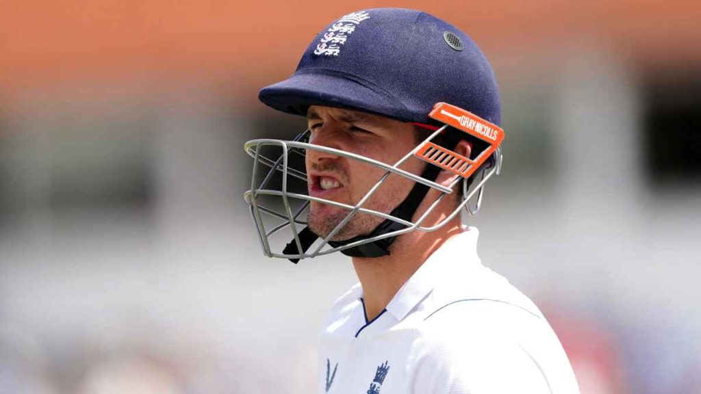 Alex Lees in England batting helmet.
