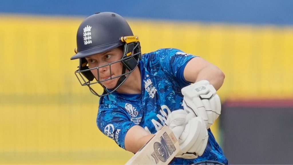 Amy Jones strikes a boundary