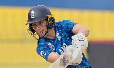 Amy Jones strikes a boundary