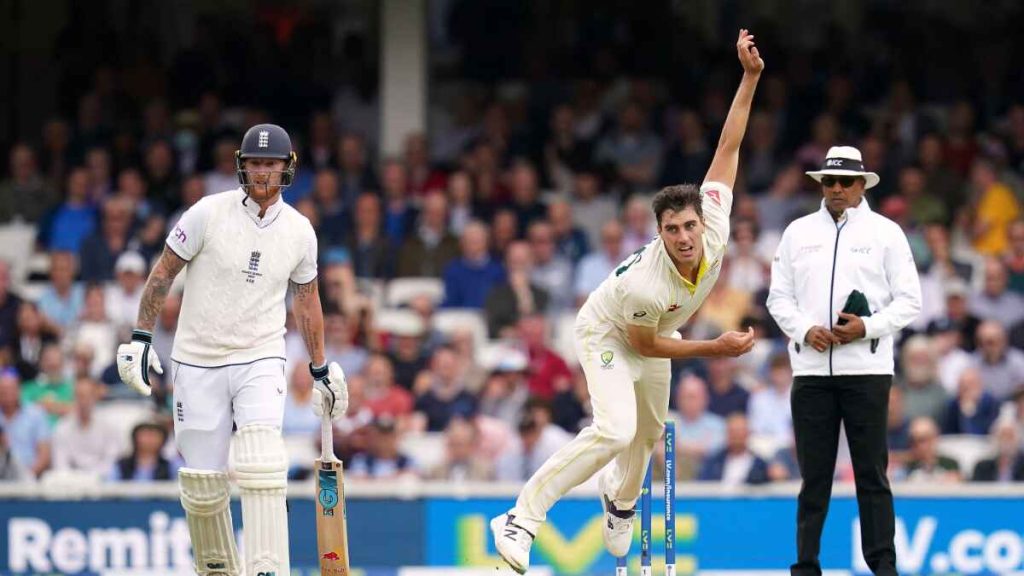 Pat Cummins bowls in the last Ashes series