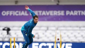Australia’s Pat Cummins during a nets session