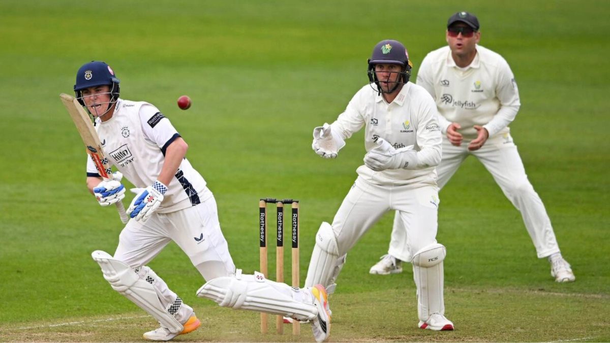 Ben Mayes on his way to his first fifty for Hampshire, against Glamorgan back in May
