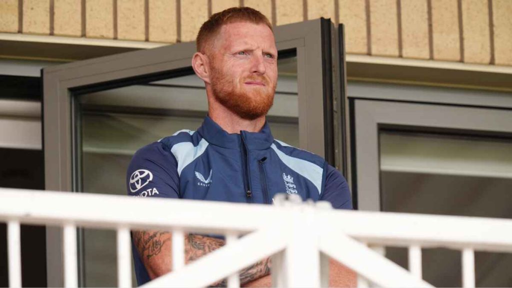 Ben Stokes on the balcony during his final Test.