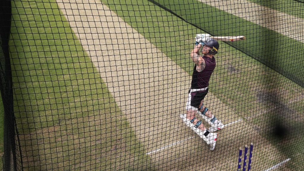 England captain Ben Stokes bats during a nets session at the Melbourne Cricket Ground on Tuesday ahead of the fourth Ashes Test