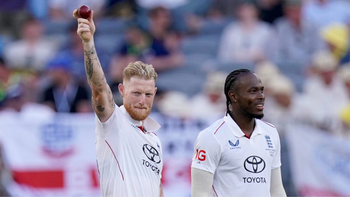England’s Ben Stokes celebrates taking the wicket of Australia’s Scott Boland