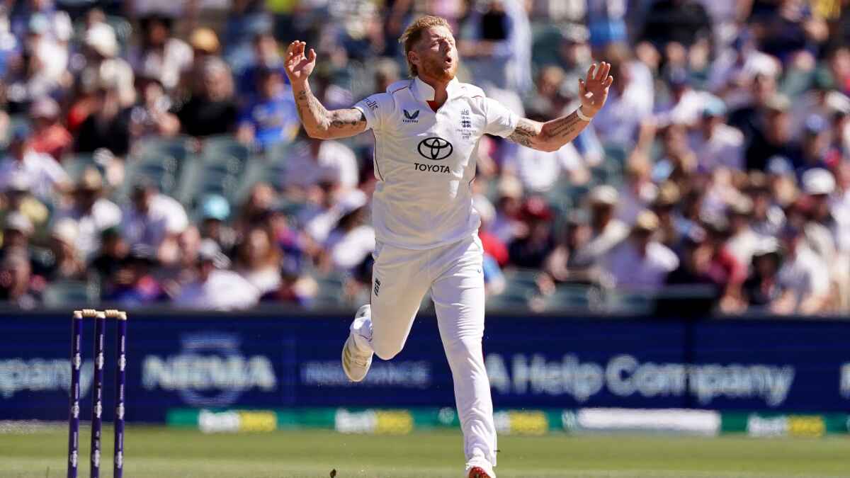Ben Stokes reacts after bowling during the 2025/26 Ashes.