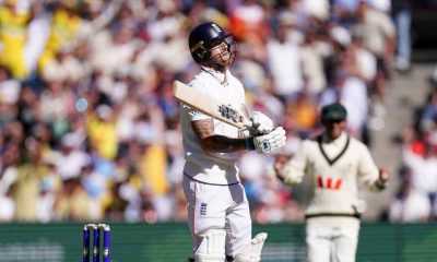 Ben Stokes looks disappointed after being dismissed