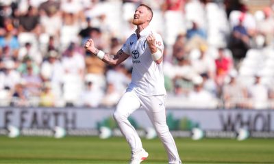 Ben Stokes celebrates the wicket of New Zealand’s Tom Latham