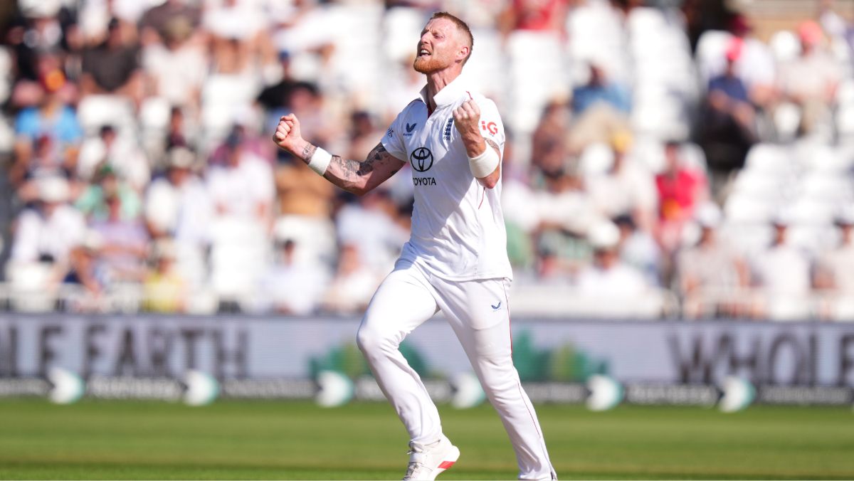 Ben Stokes celebrates the wicket of New Zealand’s Tom Latham