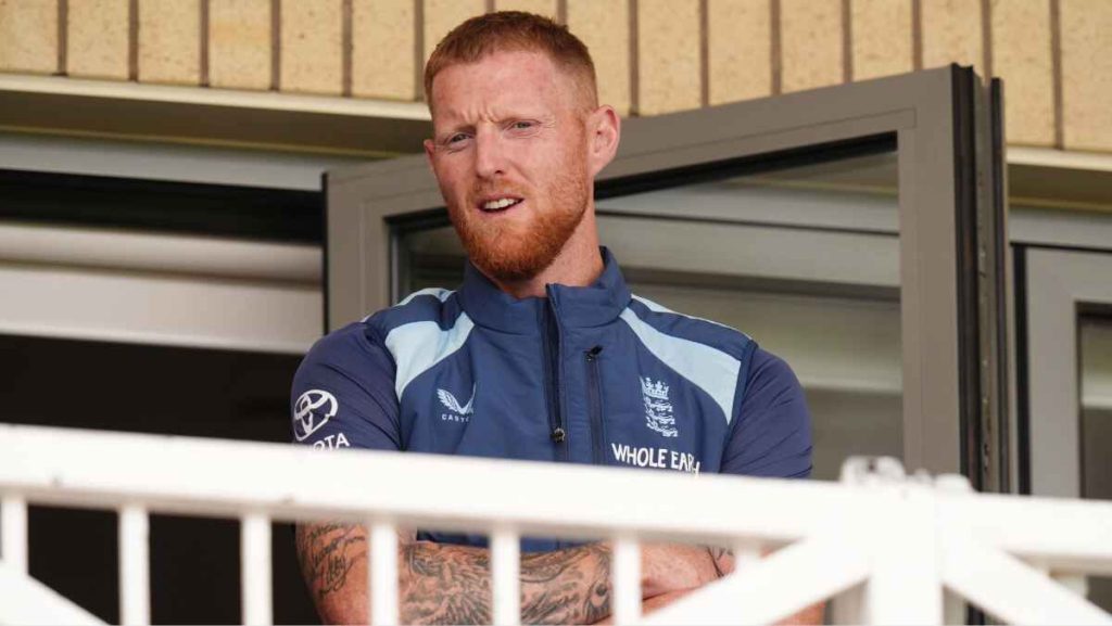 Outgoing captain Ben Stokes watched from the balcony as England’s defeat was confirmed