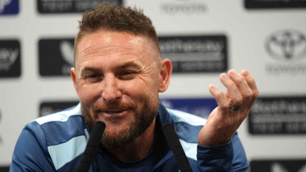 England head coach Brendon McCullum addresses the media at Lord’s