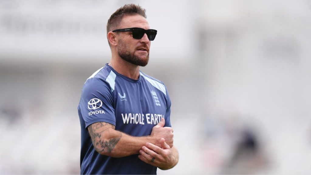 England head coach Brendon McCullum during the third Test against New Zealand