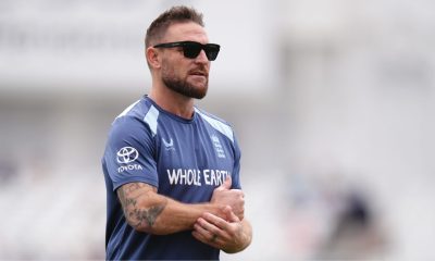 England head coach Brendon McCullum during the third Test against New Zealand