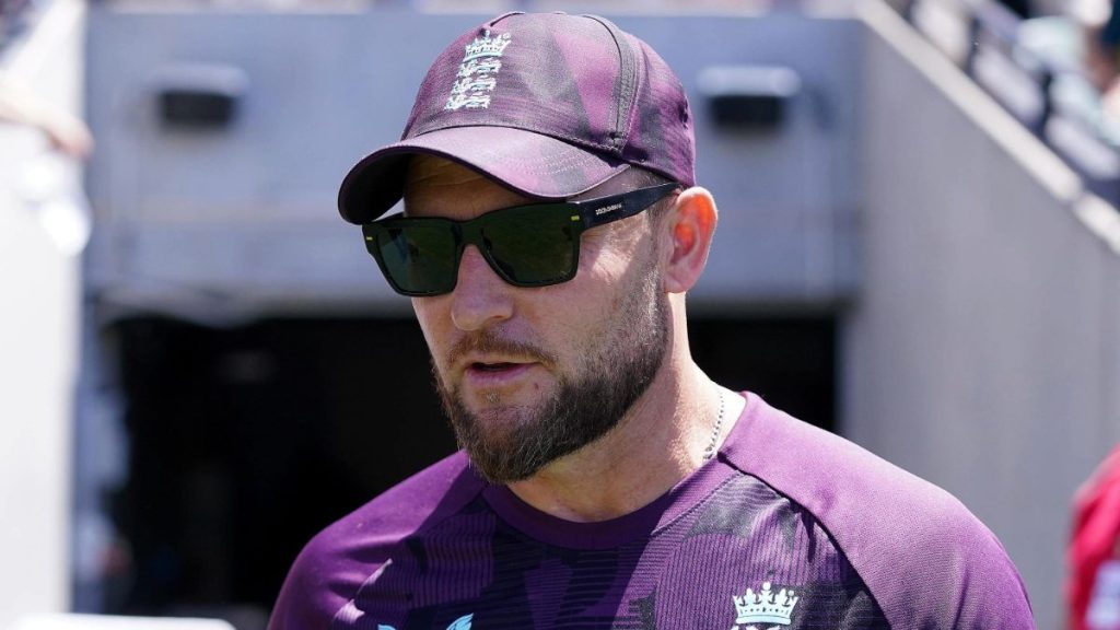 England head coach Brendan McCullum looks dejected