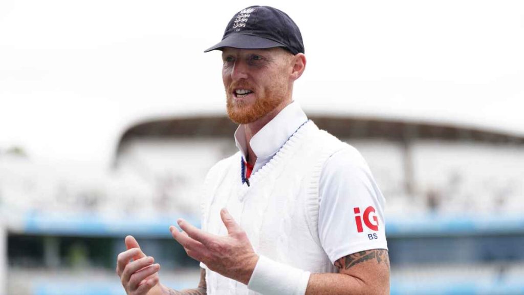 England&rsquo;s Ben Stokes speaking at the end of the game on day four