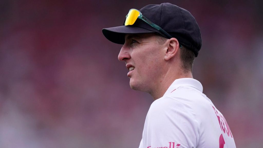 Harry Brook looks on