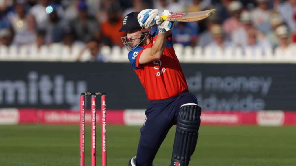 Harry Brook in action for England