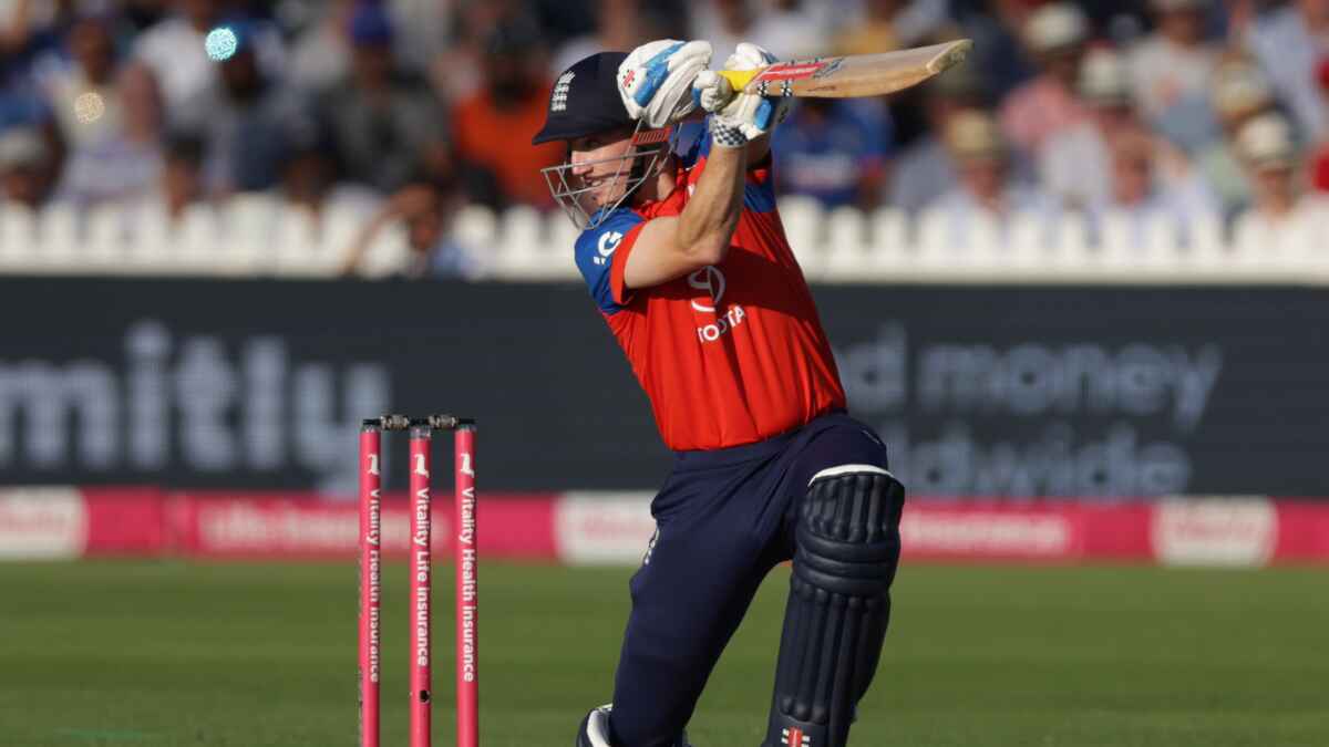 Harry Brook in action for England