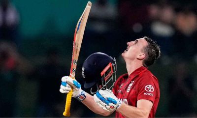 England captain Harry Brook celebrates his century against Pakistan