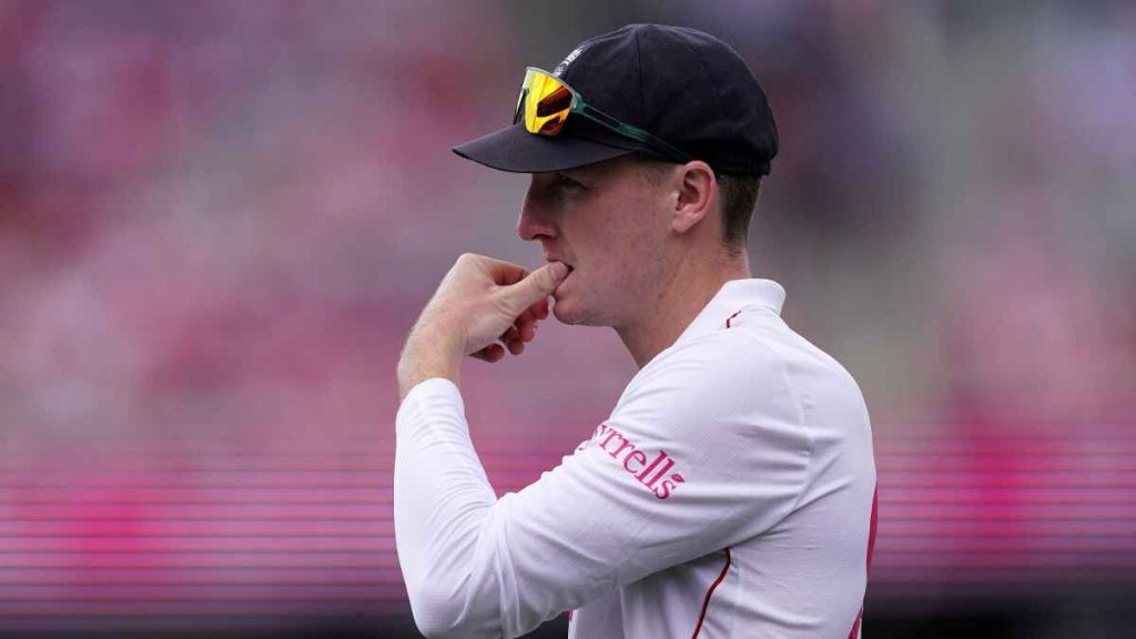 England’s Harry Brook bites his nails during the fifth Test against Australia in Sydney