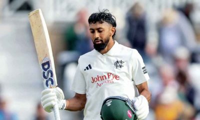 Nottinghamshire’s Haseeb Hameed made his first hundred of the season