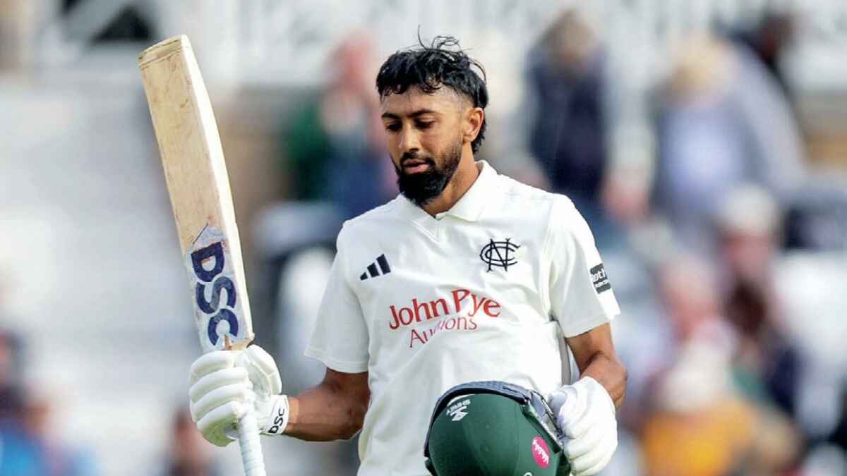 Nottinghamshire’s Haseeb Hameed made his first hundred of the season