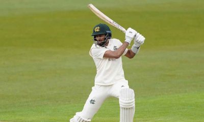 Nottinghamshire’s Haseeb Hameed plays to the offside