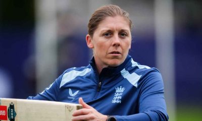 Heather Knight practices in the nets
