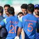 India’s Washington Sundar celebrates with his team-mates following victory over England in the first ODI at Edgbaston