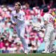 England’s Jacob Bethell celebrates taking the wicket of Australia’s Travis Head at the SCG on Tuesday