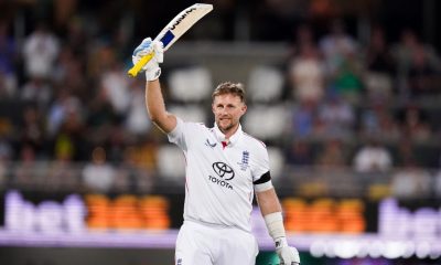Joe Root celebrates his century in Brisbane