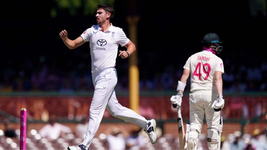 Josh Tongue celebrates a wicket in the 2025/26 Ashes.