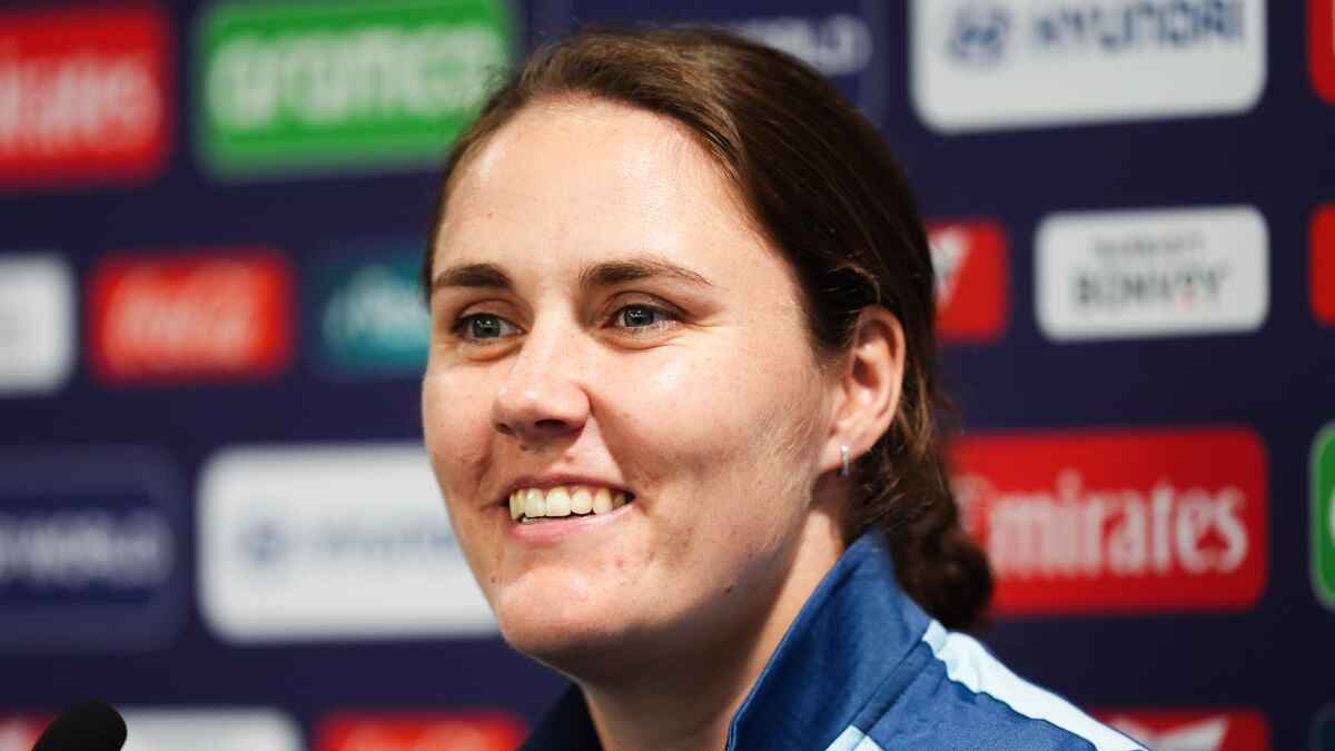 Nat Sciver-Brunt speaks to media at Edgbaston