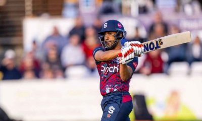 Ravi Bopara batting for Northants in a Vitality Blast T20 match between Derbyshire Falcons and Northants Steelbacks