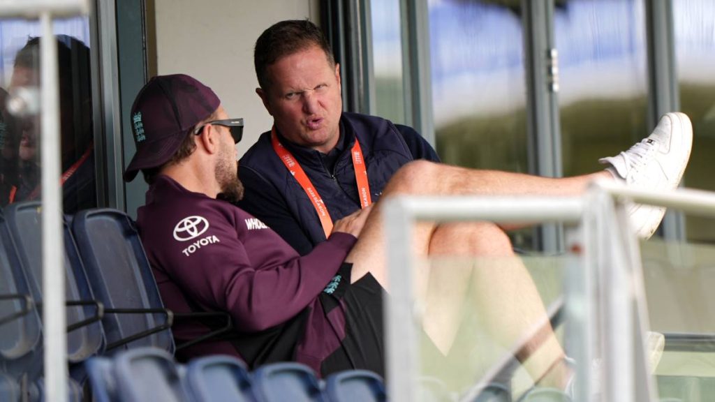 Rob Key (right) in conversation with Brendon McCullum.