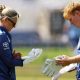 Sarah Taylor coaching James Rew in the England set-up