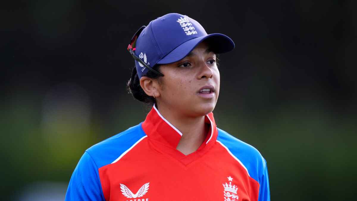 Sophia Dunkley fielding for England.