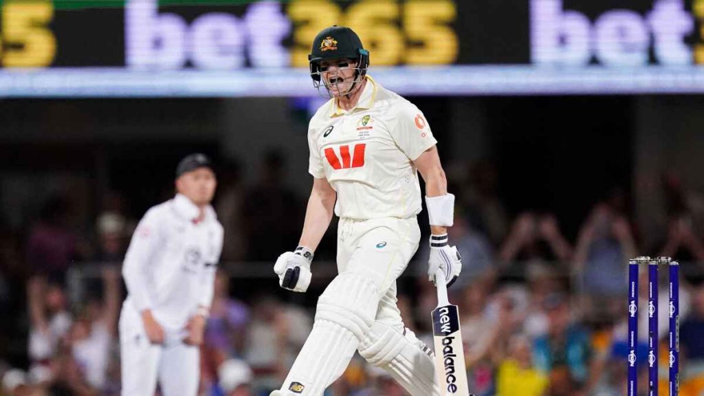Steve Smith celebrates hitting the winning runs