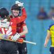 Tammy Beaumont (left) and Sarah Bryce celebrate victory over Durham