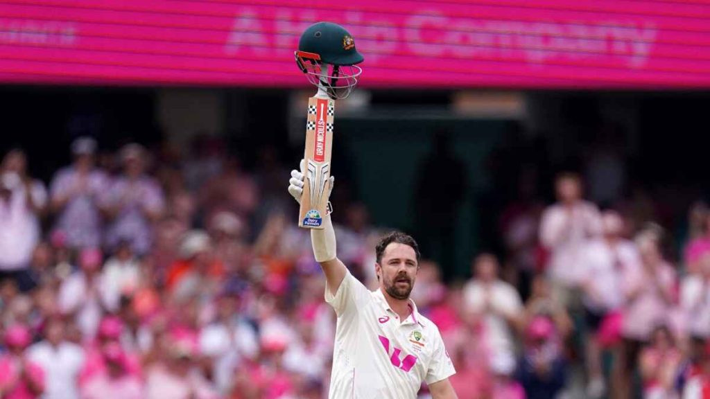 Travis Head celebrates