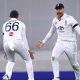 England’s Will Jacks, right, celebrates with Joe Root after catching out Steve Smith