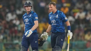 Harry Brook (left) says Joe Root (right) was not considered for England’s T20 World Cup squad